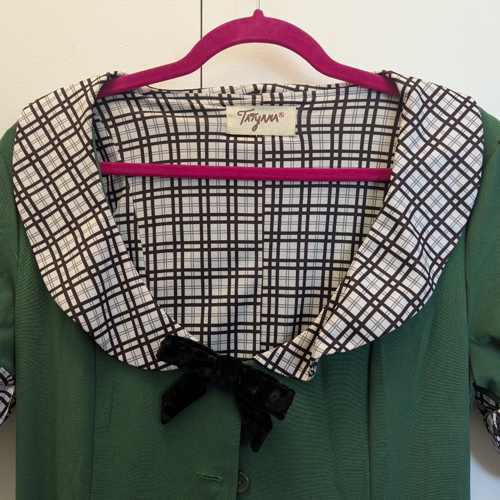 Tatyana Green Plaid Collar Pin-up Dress - Picture 2 of 3